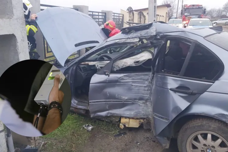 Un șofer de 34 de ani, rupt de beat, a intrat direct în poarta unei case din Cluj: A fost reținut după ce aparatul etilotest a „luat-o razna”