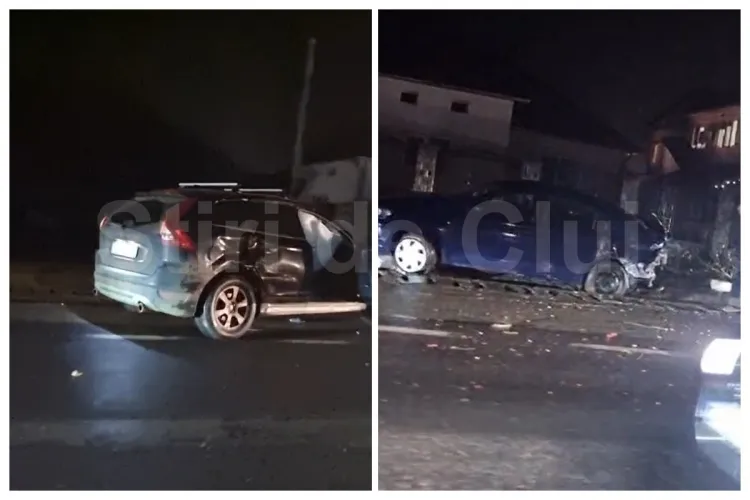 VIDEO. Accident la intrarea în Gherla. Două mașini implicate. Traficul a fost puternic afectat
