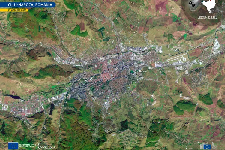 Imagini spectaculoase cu orașul Cluj-Napoca! Vezi Clujul așa cum nu l-ai mai văzut niciodată: Totul e posibil cu ajutorul unui satelit