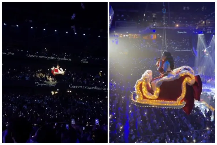 VIDEO Georgiana Lobonț a „zburat” cu sania lui Moș Crăciun prin BT Arena! Spectacol total în fața a peste 10 000 de spectatori