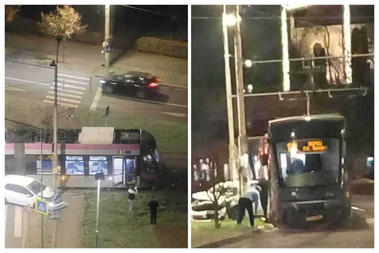 Accident în Cluj, la Podul Calvaria, în această dimineață: Un tramvai a fost implicat. Trafic puternic afectat- FOTO