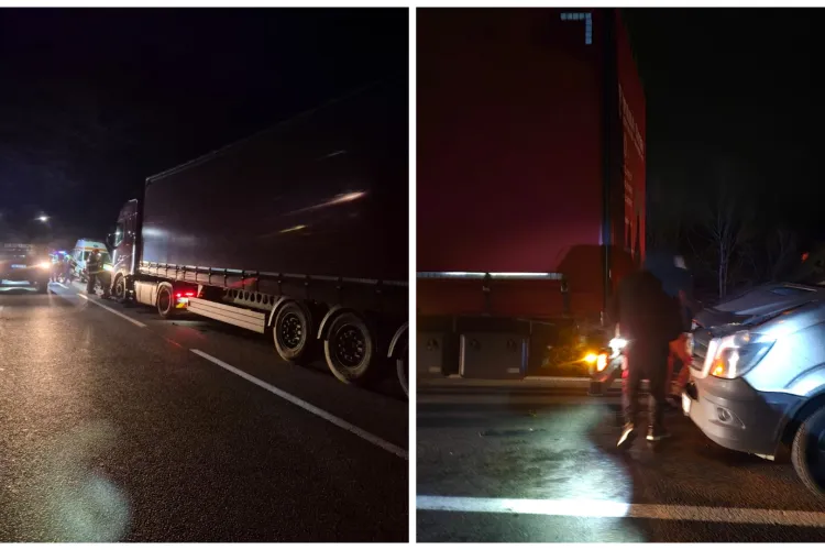 Accident grav în Cluj: O mașină, un TIR și un microbuz plin, implicate. Un tânăt de 30 de ani, rămas încarcerat, a murit la scurt timp
