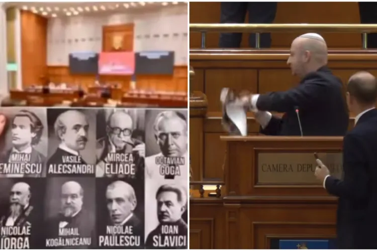 VIDEO. Reacție dură a Ramonei Bruynseels după ce Silviu Vexler a rupt în Parlament o imagine cu Eminescu, Iorga și Eliade: „O jignire profundă!”