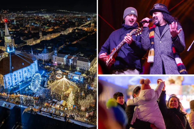 Clujul a strălucit la trecerea în anul nou! Imagini spectaculoase cu mii de oameni, concerte live și un show de drone care a luminat cerul orașului FOTO