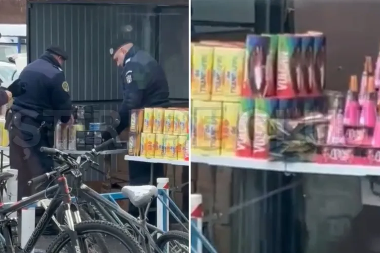 VIDEO. Jandarmii confiscă petardele din parcarea Cora. Motivul pentru care „comercianții” au rămas fără marfă înainte de Revelion