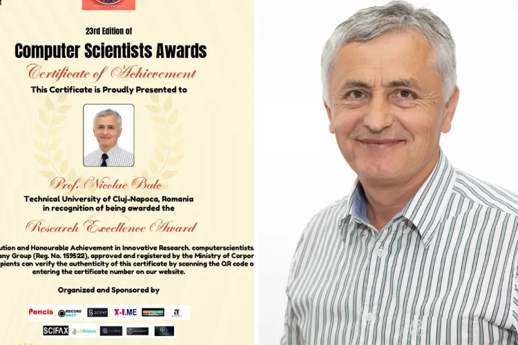 Excelență din Cluj recunoscută global! Un profesor clujean primește Premiul internațional de excelență pentru inovații uimitoare în inginerie