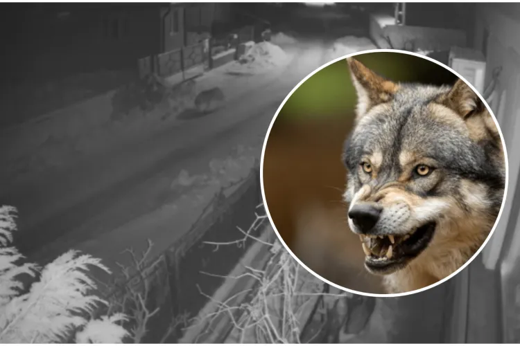 VIDEO. Lupii, bă! Alertă într-o localitate din Cluj: două fiare surprinse de camerele de supraveghere pe uliță: „Evitați deplasările nocturne!”