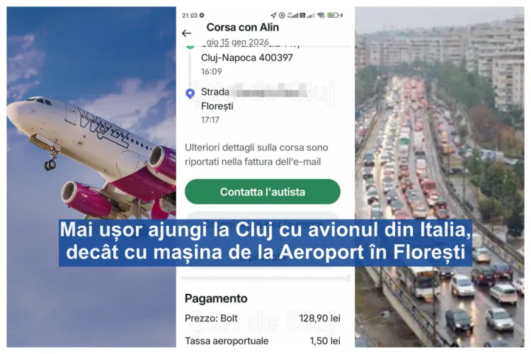 Clujean stabilit în Italia, șocat de Cluj: „Cursa Bolt Aeroport-Florești a durat și a costat cât avionul Bologna-Cluj: aprox. o oră jumătate, 30 de euro”