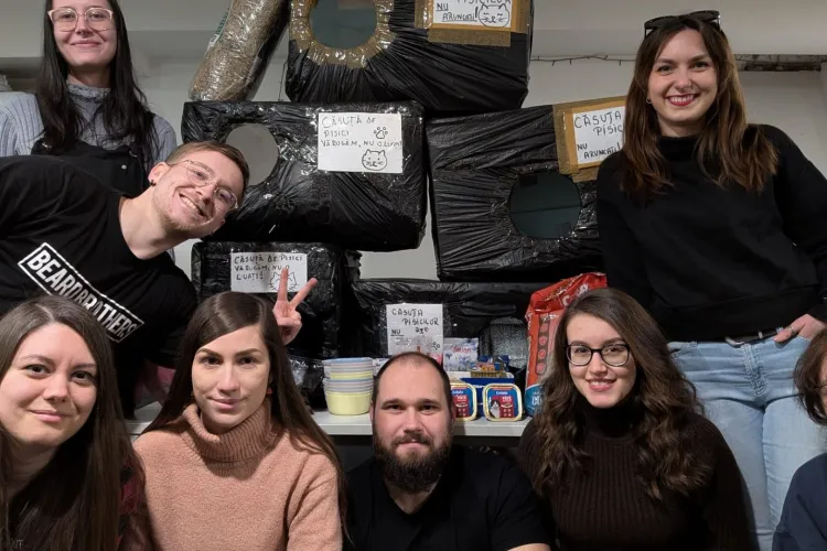 În timp ce gerul lovește, solidaritatea încălzește: Voluntarii clujeni au construit căsuțe pentru ca animăluțele să aibă un acoperiș deasupra capului 