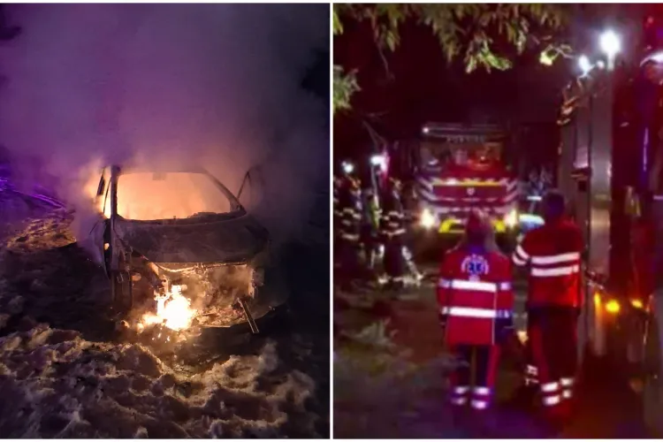 Un clujean și-a găsit mașina în flăcări și a chemat pompierii. Accident sau mână criminală? Specialiștii ISU Cluj au o explicație
