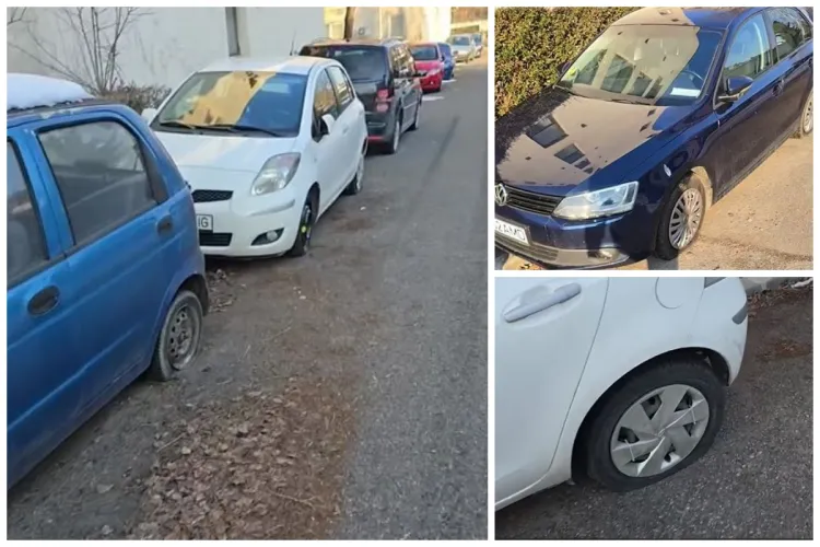 VIDEO Răzbunare sau nebunie? Un necunoscut a vandalizat toate mașinile parcate pe trotuar de pe o stradă din Cluj-Napoca