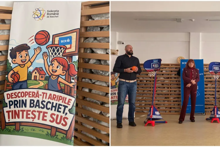 Vizită a președintei FRB în grădinițele clujene. Carmen Tocală încearcă să-i convingă pe copii să practice acest sport minunat: baschetul
