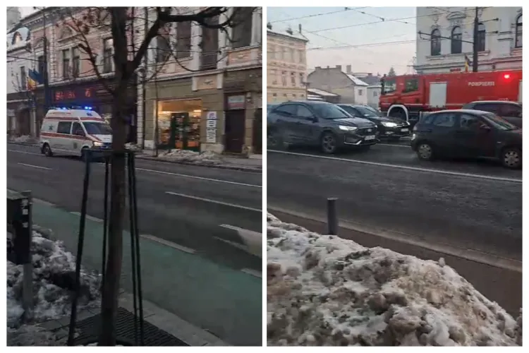 VIDEO. Alertă de incendiu la autogara Cluj. Un microbuz a luat foc. Mașini de pompieri și ambulanțe gonesc la fața locului. Acțiune în derulare!