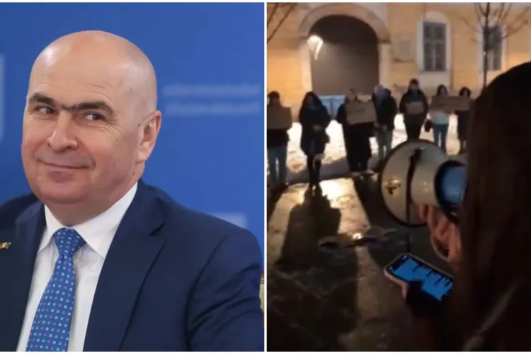 VIDEO. Studenții clujeni au ieșit în stradă pentru a protesta împotriva lui Ilie Bolojan. Un tânăr și-a făcut o pălărie cu un mesaj obscen: „M..... Bolojan