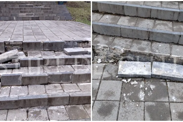 Pericol major pe drumul spre Cetățuie! Dalele smulse și scările degradate pun în pericol clujenii și turiștii FOTO 