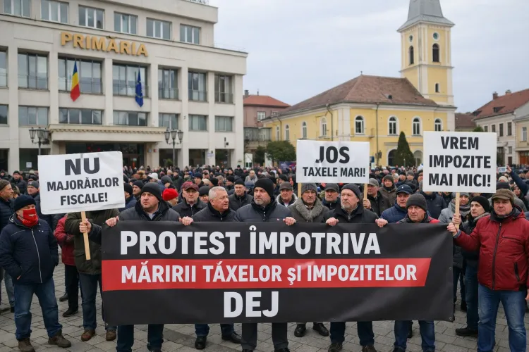Clujenii au ieșit în stradă pentru a se împotrivi majorării de taxe. Oamenii nu vor să audă de reforma lui Ilie Bolojan: „Jos taxele ilegale!”