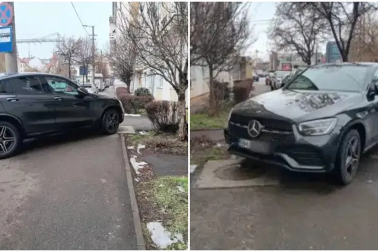 Un șmecher cu „Merțan” tratează o stradă din Cluj-Napoca ca și cum i-ar aparține. A confiscat trotuarul fără să-i pese de pietoni 