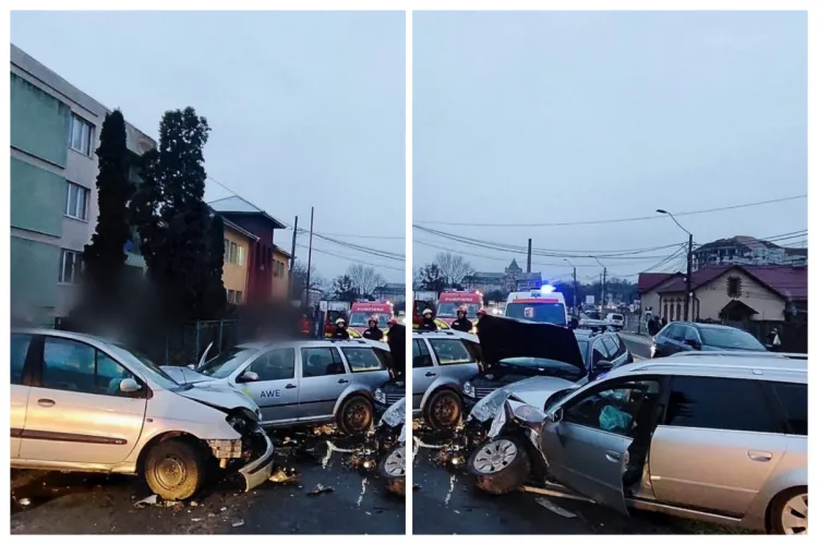 Cum s-a produs accidentul de azi cu 5 mașini implicate și două clujence rănite: Un tânăr de 25 de ani a pierdut controlul volanului