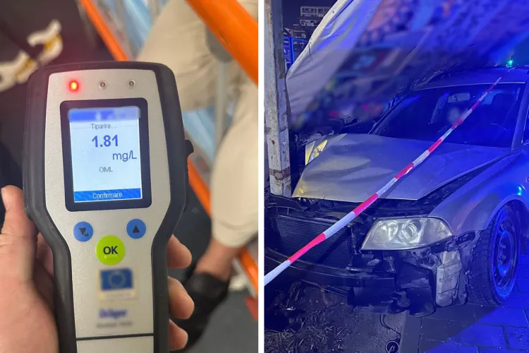 Un bărbat s-a urcat beeat la volan și a distrus complet un panou publicitar! Șoferul a pierdut controlul mașinii și a fost rănit: Cât avea alcoolemie