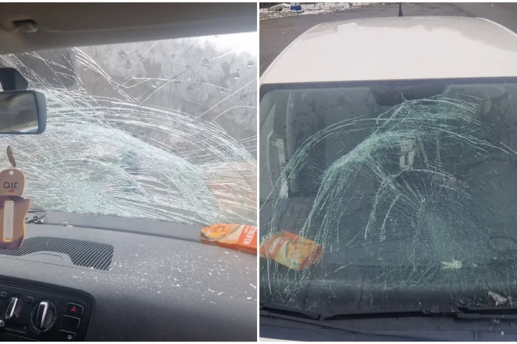 Un șofer clujean s-a ales cu parbrizul spulberat din cauza unui TIR. „Am fost efectiv blocat pe drum. Parbrizul era făcut praf, situație șocantă”