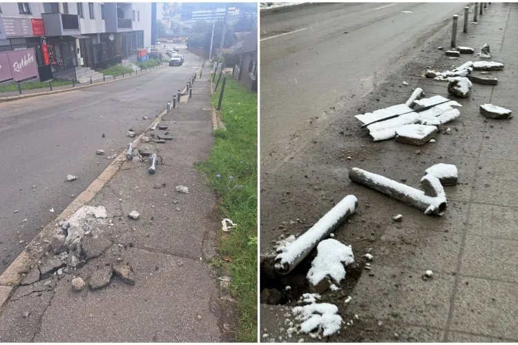 Cine dărâmă stâlpișorii de pe trotuarele din Cluj-Napoca? Mână criminală sau șoferi neatenți? Oamenii s-au săturat: „Se pare că a fost măcel”
