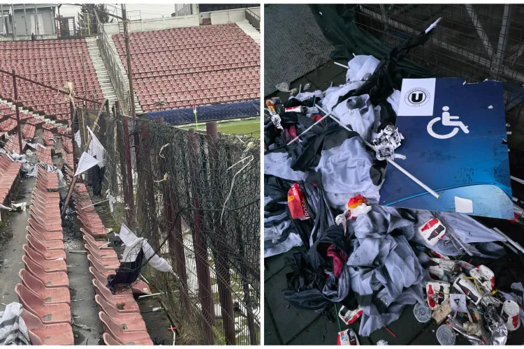 Fanii Universității Cluj au făcut prăpăd pe stadionul celor de la CFR Cluj! Peluza Vișinie: „Tradiție studențească din 1919, doamnelor și domnilor!” FOTO 