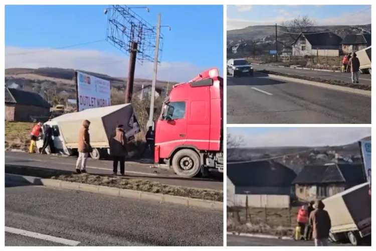 VIDEO. Accident Vâlcele, Cluj: Șoferul nevinovat a ajuns la spital cu multiple traumatisme, pentru că un șofer de TIR nu a păstrat distanța