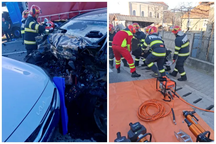 Accident mortal cu un TIR și 3 mașini pe drumul Cluj-Oradea. O femeie nu a mai putut fi salvată. Trei răniți duși la spital