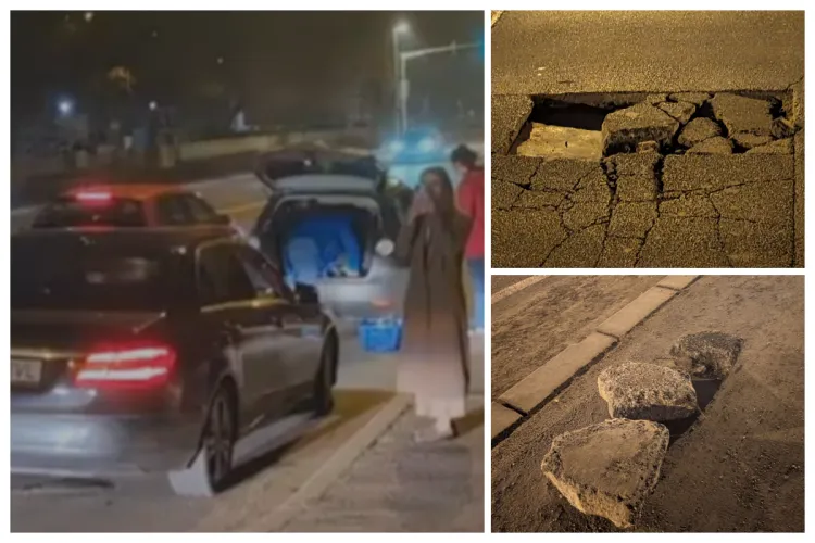 VIDEO. Cinci mașini dintr-o „lovitură” au făcut pană la Cluj una după alta, în mai puțin de un minut, din cauza unei gropi: „Clujul de cinci pietre”