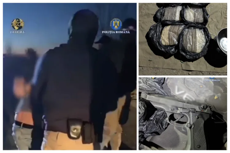 VIDEO. Traficant prins în flagrant de polițiștii clujeni cu 12 kg de „cristal” asupra lui. Avea și un pistol ascuns în compartimentul motor al mașinii