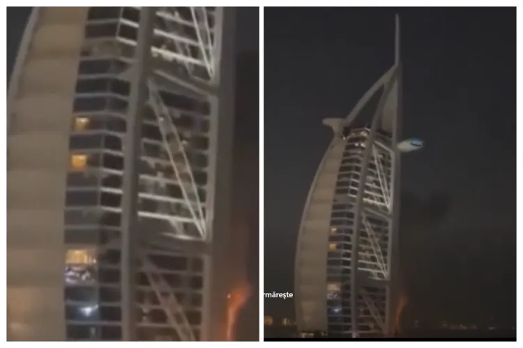 VIDEO. Burj Al Arab, cel mai cunoscut hotel din lume și singurul de 7 stele, lovit de dronele Iranului. Atac și asupra Aeroportului Dubai. A fost închis!