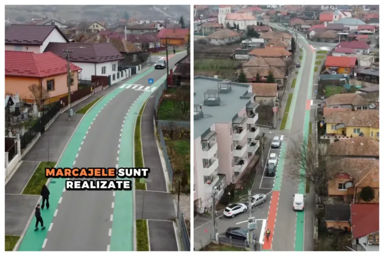 VIDEO. Premieră națională în trafic: Apahida introduce benzi de circulație partajate pentru bicicliști și mașini, ca în orașele moderne. Cum se va circula