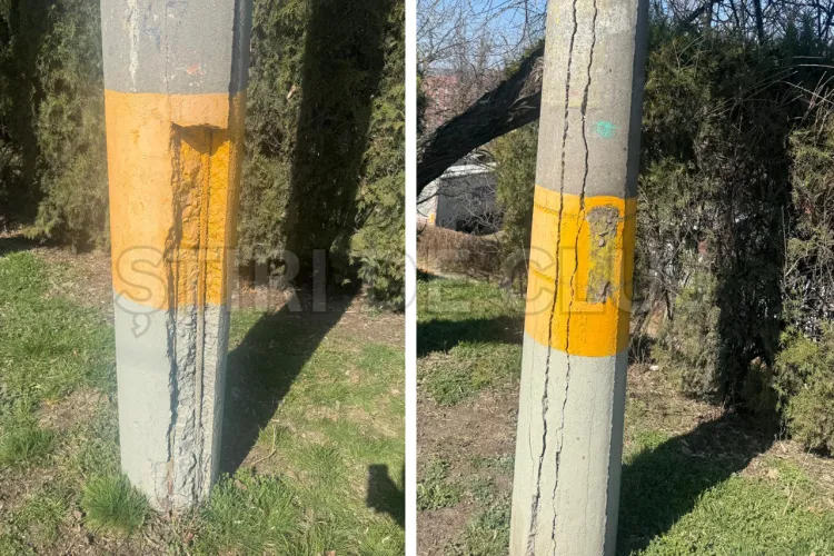VIDEO. Bombe cu ceas pe străzile din Cluj! Zece stâlpi de curent cu betonul crăpat pe o stradă intens circulată: „Pot cădea oricând!”