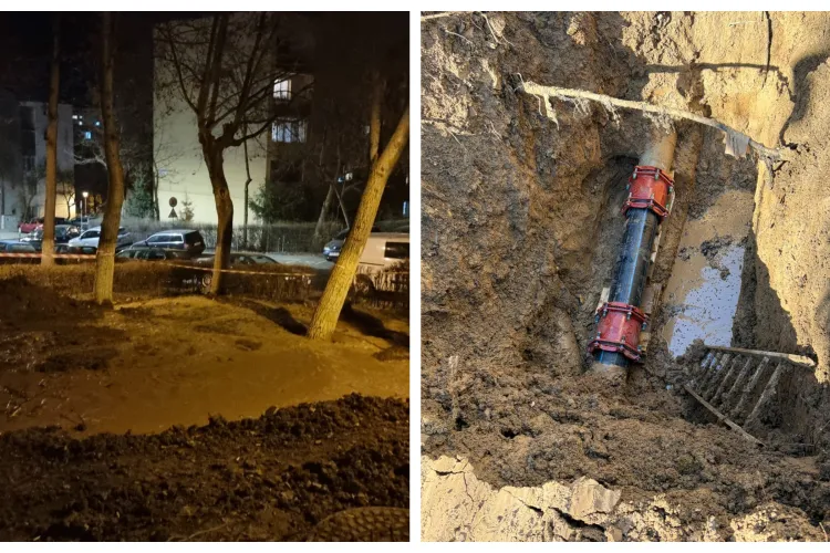 Avarie la rețeaua de apă într-un cartier din Cluj-Napoca. Se intervine de urgență pentru remedierea problemei FOTO 