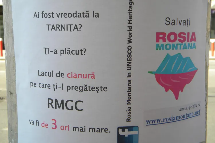 Afise cu mesajul Salvati Rosia Montana au impanzit Clujul FOTO