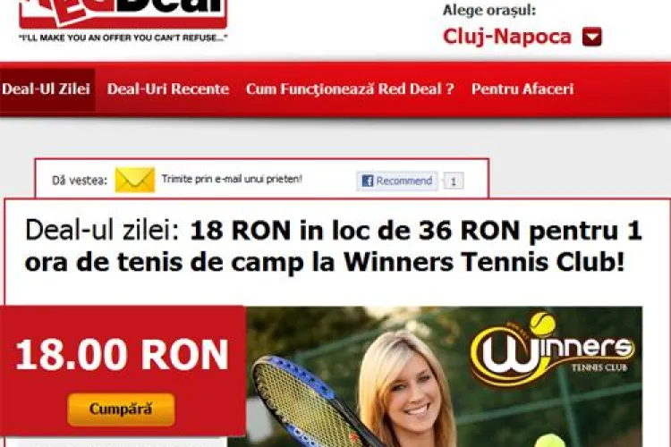 Deal-ul zilei: 18 RON in loc de 36 RON pentru 1 ora de tenis de camp la Winners Tennis Club! (P)