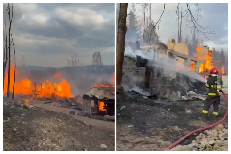 VIDEO. Incendiu uriaș în Cluj: Focul s-a extins și la un atelier de tâmplărie, distrus complet de flăcări. Intervenție dificilă în desfășurare