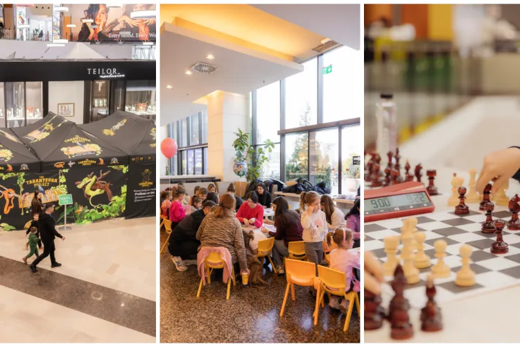 Weekend de distracție și creativitate la Iulius Mall Cluj: Copii joacă șah, creează buchete florale și descoperă tarantule și reptile vii