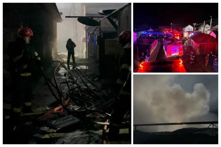 VIDEO. Imagini cutremurătoare de la incendiul de azi-noapte din Turda: 20 de locuințe mistuite de flăcări, sute de persoane afectate de focul distrugător