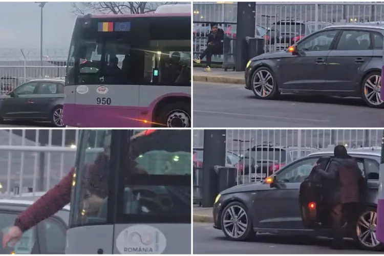 VIDEO. Un șmecheraș cu un bolid a blocat stația de autobuz ca să aștepte pe cineva. Cu mult tupeu, s-a certat cu șoferul de autobuz: „Ce să faci”