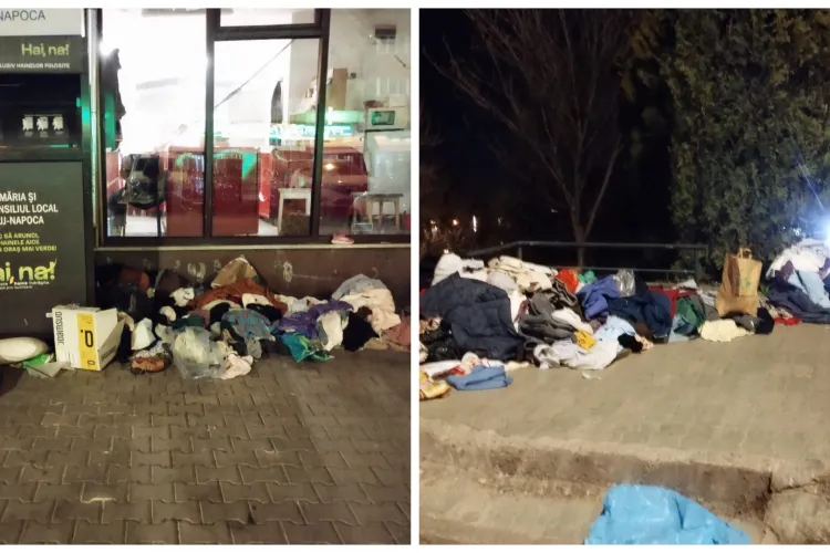 Revoltă în Cluj-Napoca după imagini rușinoase: Haine aruncate pe jos lângă containere, iar problema persistă de luni întregi fără soluții