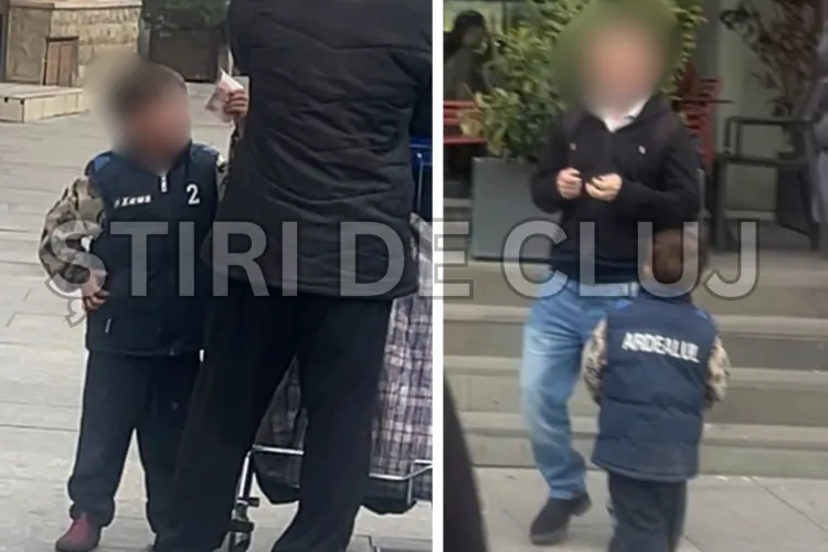 VIDEO. Imagini revoltătoare chiar în centrul Clujului: Un copilaș pus să cerșească, așteptat de un adult să predea banii: „No, câți ai făcut?”