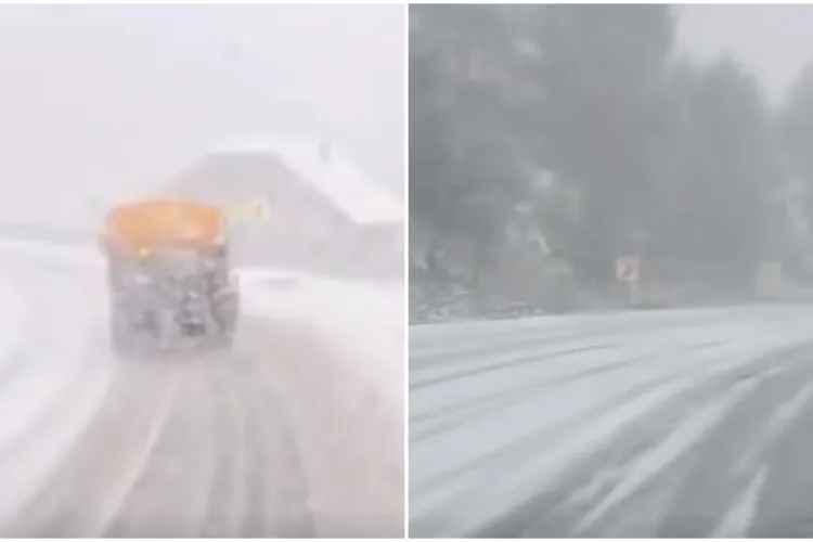 VIDEO. E Crăciun sau Paște? Imaginile sunt de astăzi, 9 aprilie 2026! Ninge ca-n povești pe mai multe drumuri naționale: „Se acționează cu utilaje cu lamă”