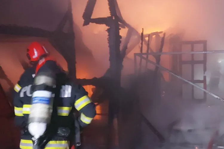 Un incendiu puternic a distrus mai multe anexe gospodărești! Proprietarul gospodăriei a suferit arsuri și mai multe animale au fost găsite carbonizate