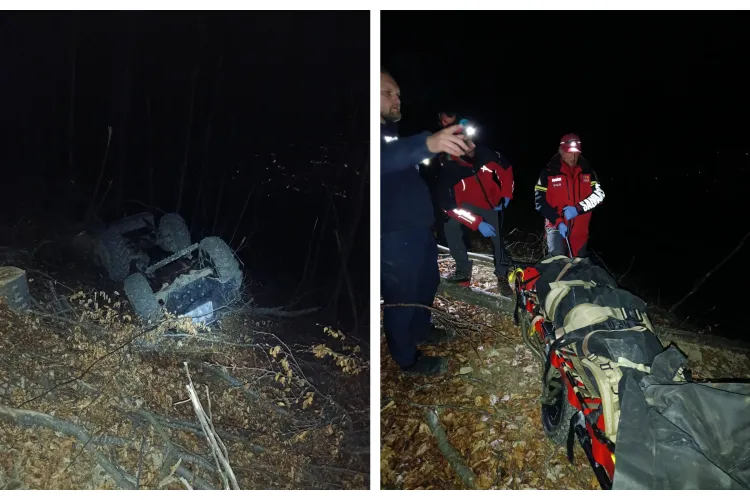 Un bărbat a murit în urma unui tragic accident forestier. Trei echipaje au încercat să-l recupereze FOTO 
