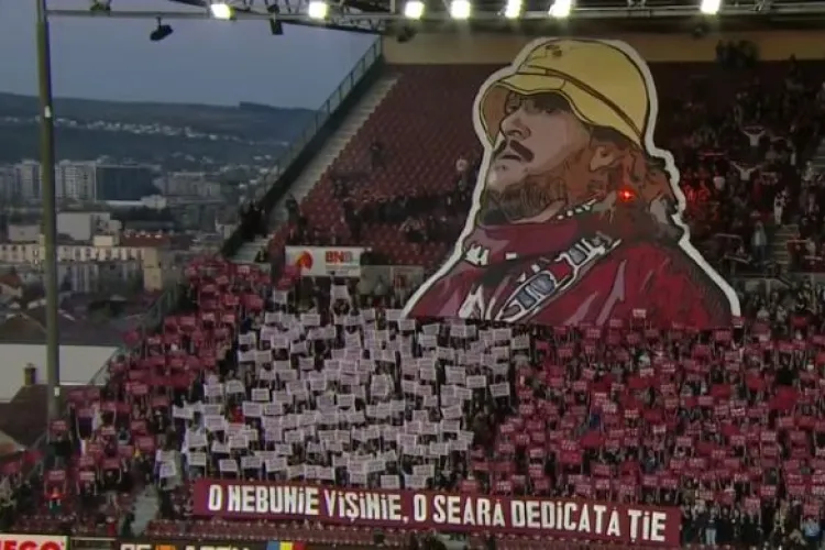 VIDEO Coregrafie emoționantă a suporterilor CFR Cluj! Omagiu în amintirea unui suporter trecut la cele veșnice