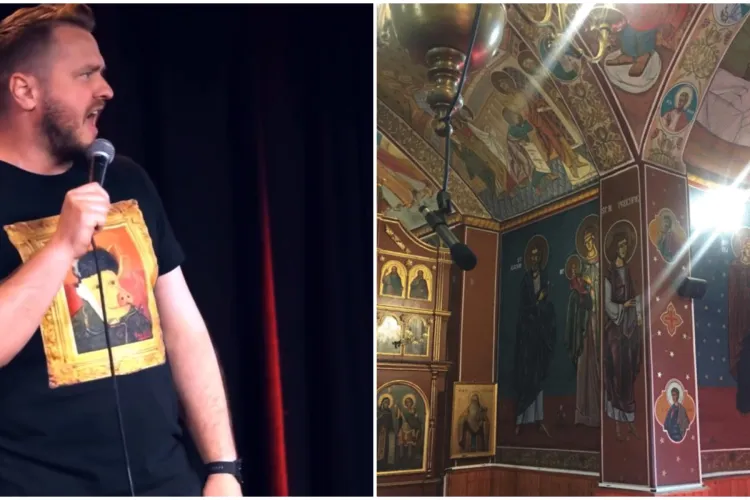 VIDEO. Umor sau blasfemie? Moment controversat, realizat de un comediat din Cluj. Nu toți au gustat gluma: „A găsit preotul soluția. A luat boxe”