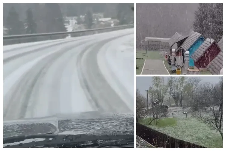 VIDEO. Ninge în continuare ca în mijlocul iernii în multe localitați din Ardeal și Maramureș. Nu vă porniți la drum fără cauciucuri de iarnă!