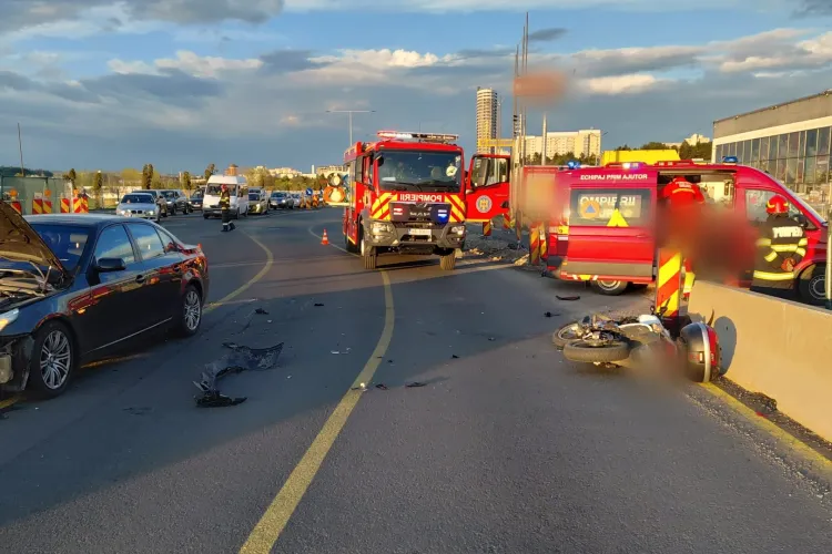 Cum s-a produs accidentul de aseară la ieșire din Cluj spre Florești, în urma căruia un tânăr motociclist a fost rănit și transportat de urgență la spital