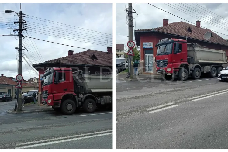 Pericol pe șoselele din Cluj-Napoca! Basculele unui șantier blochează vizibilitatea la o intersecție și pun în pericol șoferii FOTO/VIDEO 